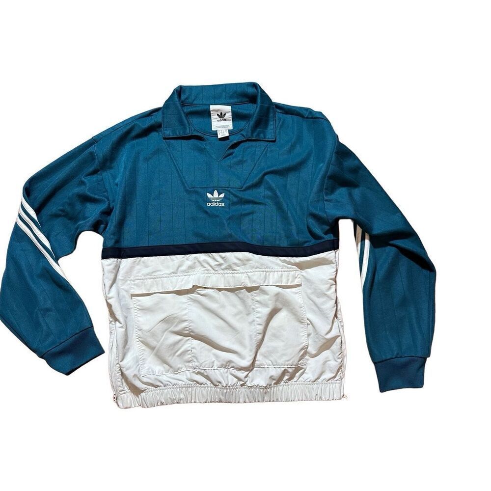 ADIDAS ORIGINALS Drill Pullover Mens Sz M teal white‎ sports track